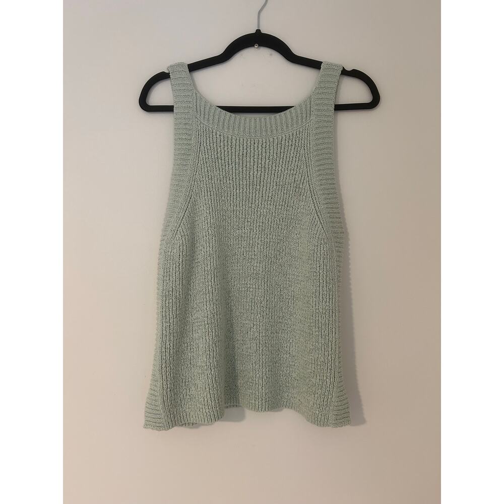 J.Crew Sweater Tank Top Sleeveless Knit EUC Mint Sage Green Cotton Blend EUC L - Picture 8 of 9